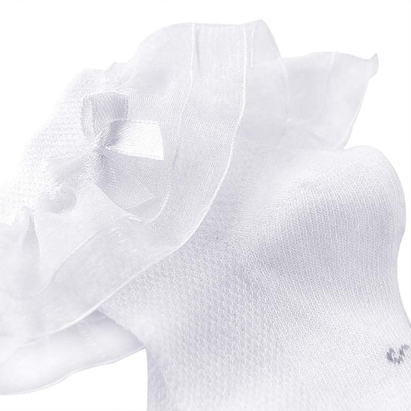 Looching Baby Toddlers Girls White Cotton Princess Ruffles Lace Frilly Dress Ankle Socks with Bowknot 1-8T Pack of 6(White, 4-6T) - Image 4